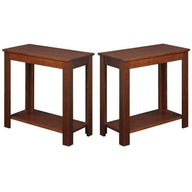Home Sqaure Chairside End Table in Espresso Mahogany Wood Finish - Set of 2