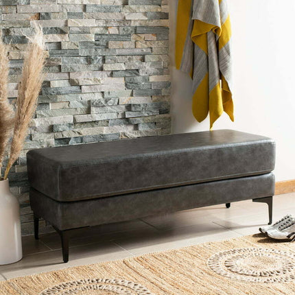 SAFAVIEH Elise Rectangular Bench Grey / Black
