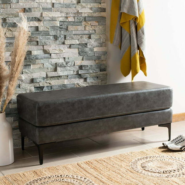 SAFAVIEH Elise Rectangular Bench Grey / Black