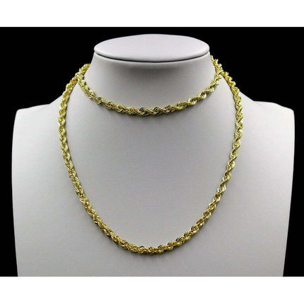 10K Yellow Gold Rope Chain Necklace 16'' - 30" 2mm 2.5mm 3mm 4mm 5mm 6mm