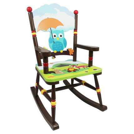 Fantasy Fields Kids Enchanted Woodland Wood Finish Rocking Chair, Blue/Green