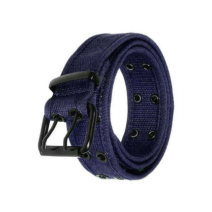 Gelante Canvas Double Grommet Hole Belt - Navy, XXL