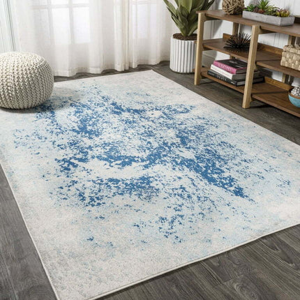 Dune Modern Abstract Cream/Blue 2 ft. x 8 ft. Runner Rug