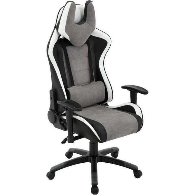 Hanover Ergonomic & Back Support Swivel Gaming Chair, Black, Grey, and White
