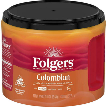 Folgers Colombian Coffee, Medium Roast Ground Coffee, 22.6 Ounce Canister