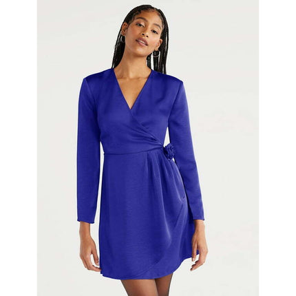Scoop Women’s Rosette Satin Mini Dress, Sizes XS-XXL