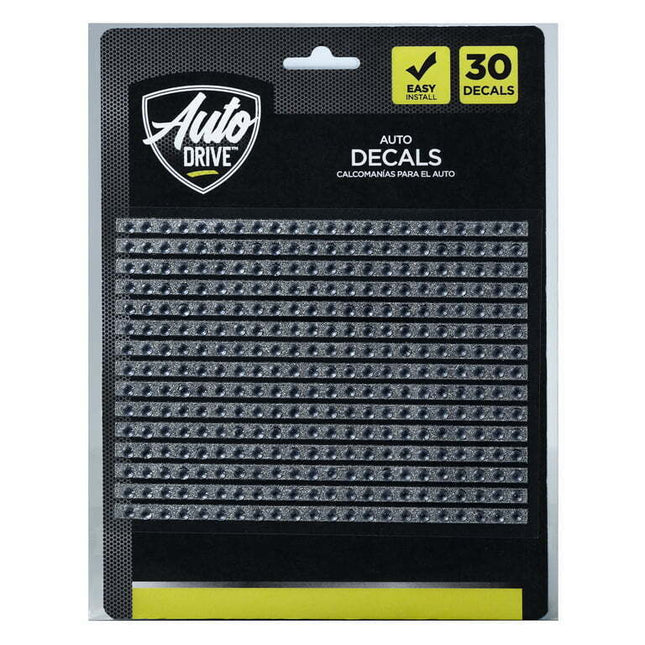 Auto Drive Bling Strip Rhinestone Vinyl Car Sticker Decals, Silver, 30 Pc