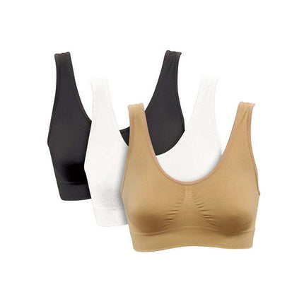 Women's Genie Bra Seamless 3-Pack - Neutral Color Comfort Sports Bras