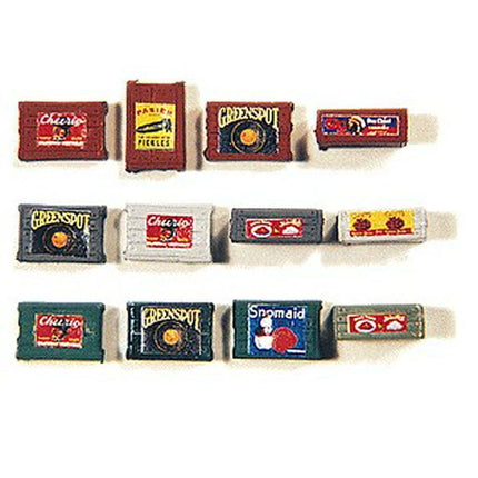 HO Custom Crates Small Gray, Fruit/Food (4)