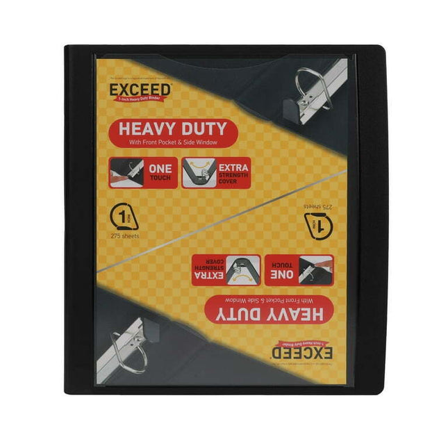Exceed 3-Ring Heavy Duty Binder, 1 inch, Black, Slant D-Ring