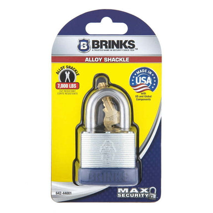 Brinks, Laminated Steel, 44mm Keyed Padlock with 1 1/8in Shackle