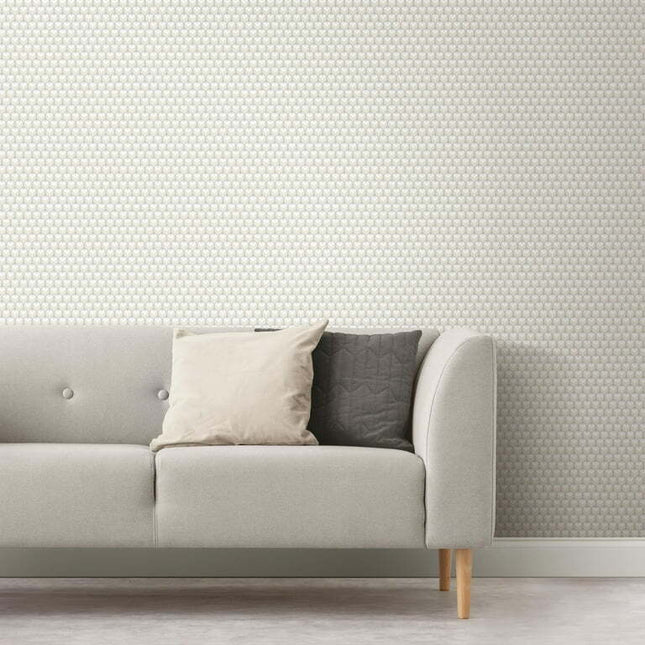 RoomMates 3D Petite Beige Hexagons Geometric Peel and Stick Wallpaper
