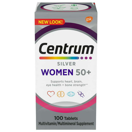 Centrum Silver Womens 50 Plus Vitamins, Multivitamin Supplement, 100 Count