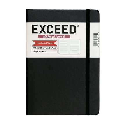 Exceed A5 Ruled Journal, Ruled, Black, 120 Sheets, 100 GSM