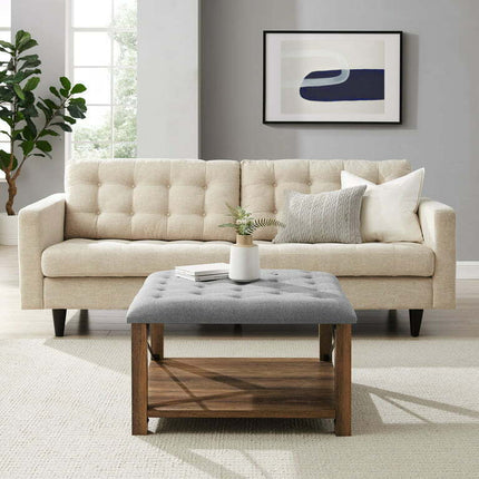 Manor Park Farmhouse 30" Square Tufted Ottoman - Grey