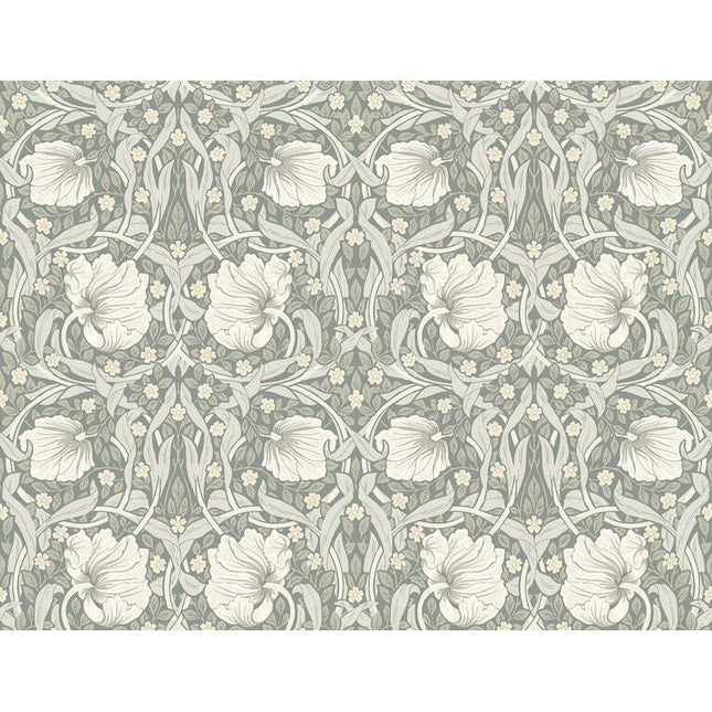 NextWall Alloy Grey & Alabaster Pimpernel Floral Peel and Stick Wallpaper