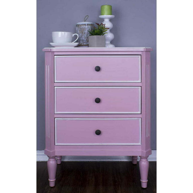 Pink Accent Cabinet with 3 Drawers