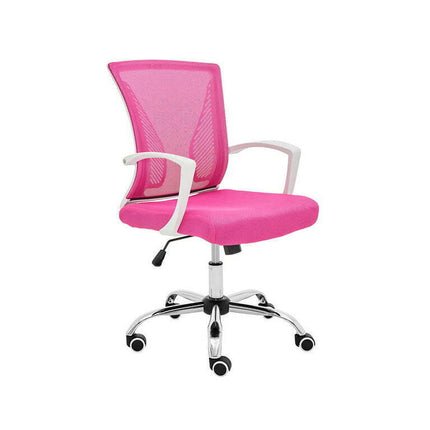 Modern Home Zuna Ergonomic Mesh Mid Back Office Chair, White & Pink