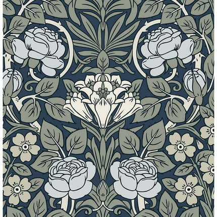 NextWall Bluestone Vintage Rose Peel and Stick Wallpaper