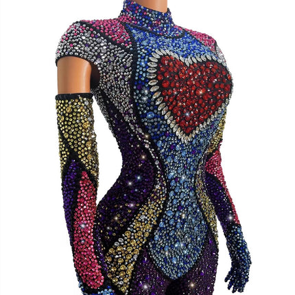Rhinestone Women's Hand Made Body Suit