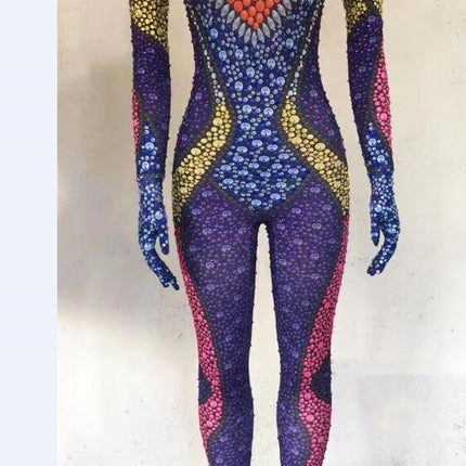 Rhinestone Women's Hand Made Body Suit