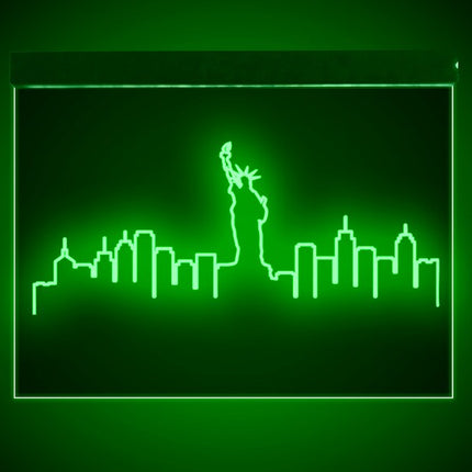Neon Light Signs NYC Skyline Skyscrapper Statue of Liberty
