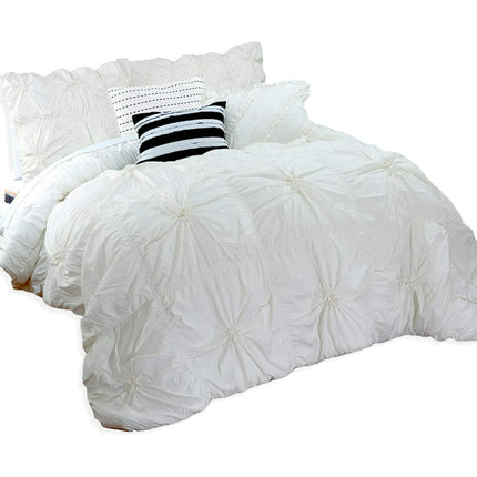 Mocassi Oversized Comforter Set, Amy 12-Piece Bed-in-a-Bag, Down Alternative Bedding with Matching Shams and Decorative Pillows, King/California King, Ivory