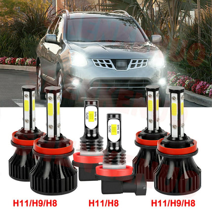 H9 H11 High&Low Beam for Nissan Murano 2015 2016 2017 2018 LED Headlights Fog Lights 6pcs