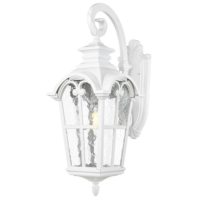 17.5" 1-Light White Outdoor Wall Lights Modern Outside Lights for House Height with Water Glass White Finish
