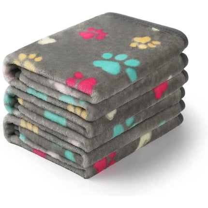 1 Pack 3 Blankets Fluffy Premium Fleece Pet Blanket Flannel Paw Bone Printed Throw for Dog Cat
