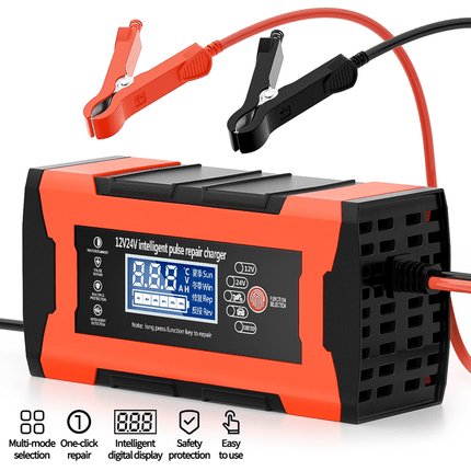 12V/10A 24V/5A Car Battery Charger, Battery Maintainer with LCD Display, Fully-Auto Smart Pulse Repair Charger, Maintainer Trickle Charger for Car Truck Motorcycle Lawn Mower Boat Lead Acid Battery