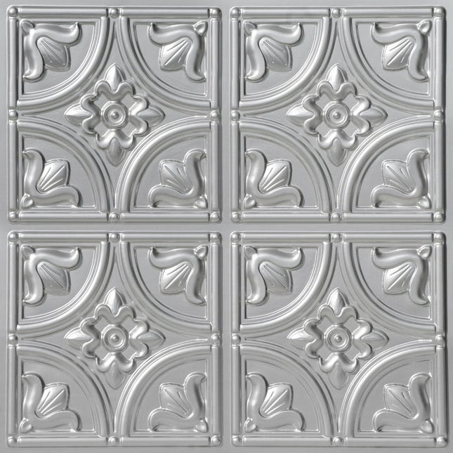148-Tiny Tulips 2 ft. x 2 ft. PVC Glue-up Ceiling Panel in Silver (4 sq.ft) - 1 Piece