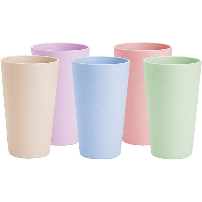 16OZ Wheat Straw Cups, Plastic Cups Unbreakable Drinking Cup Water Cup, Stackable Coffee Cup Juice Tumblers,Reusable Dishwasher Safe Water Glasses(5 Colors)