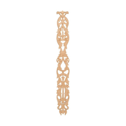17-1/4 in. x 2 in. x 3/8 in. Unfinished Hand Carved North American Solid Alder Wood Onlay Floral Drop Wood Applique