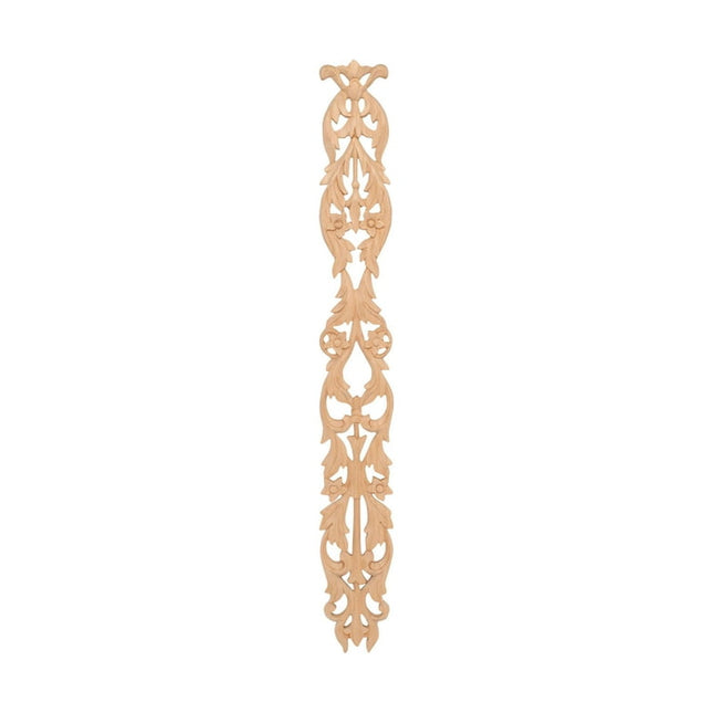 17-1/4 in. x 2 in. x 3/8 in. Unfinished Hand Carved North American Solid Alder Wood Onlay Floral Drop Wood Applique