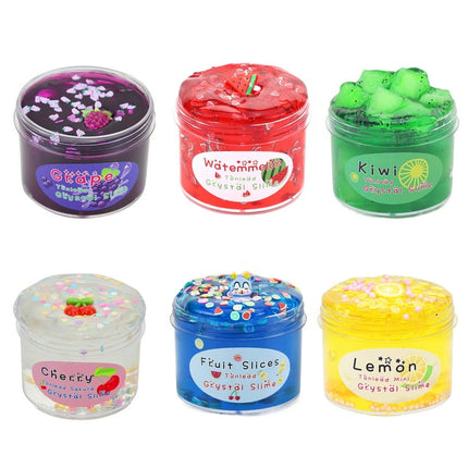Seekfunning 6 Pack Slime with Glitters, 2.36oz/pc Soft Jelly Slime Non Sticky Premade Clear Crystal Slime for Girls Boys, DIY Cotton Mud Bubble Slime Stretchy Putty Kids Birthday