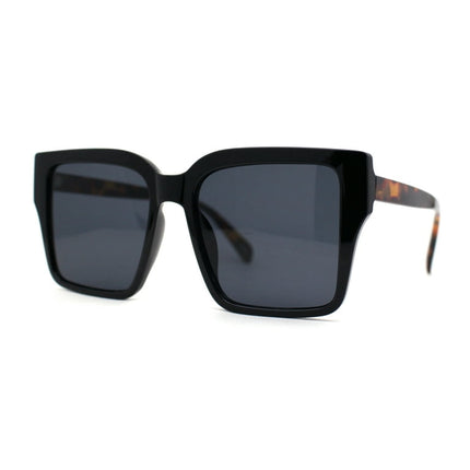 Womens Thick Horn Rim Butterfly Mod Fashion Plastic Sunglasses Black Tortoise Solid Black