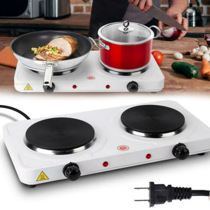 2000W Portable Cooktop Dual Burner Cast Iron Electric Stove for Kitchen Cooking