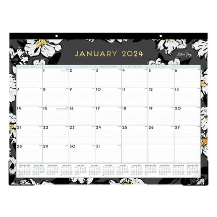 2024 Monthly Desk Pad Calendar, 22x17, Blue Sky, Baccara Dark