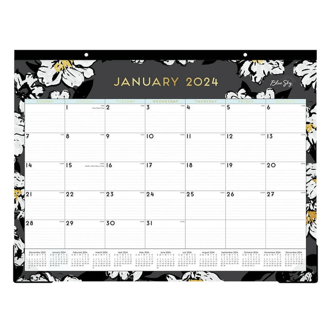 2024 Monthly Desk Pad Calendar, 22x17, Blue Sky, Baccara Dark