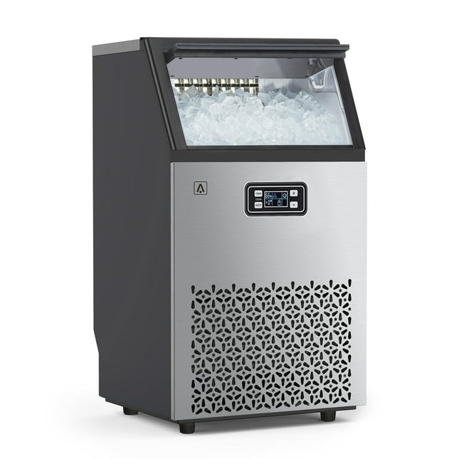 Acekool Commercial Ice Maker Machine, 150lbs/24H Stainless Steel Under Counter Ice Machine with 33lbs Ice Storage Capacity, Freestanding Ice Maker, Ideal for Restaurant, Bars, Home and Offices