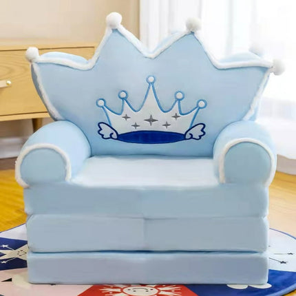 Plush Foldable Kids Sofa Backrest Armchair 2 In 1 Foldable Children Sofa Cover Cute Cartoon Lazy Sofa Children Flip Open Sofa Bed For Living Room Bedroom Without Liner Filler Blue O