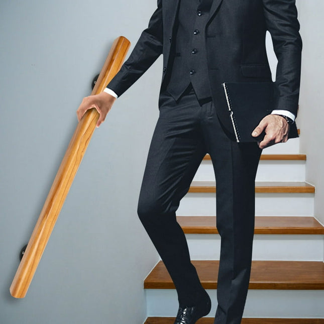 3.3FT Modern Wood Handrail Stair Railing Wall-mounted Hand Rail for Indoor