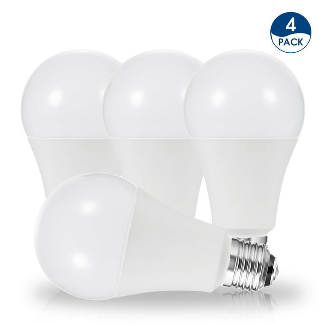 3 Way LED Light Bulbs 50-100-150W Equivalent Daylight White 5000K E26 Medium Base 600lm-1250lm-1850lm for Home Lighting 4 Pack