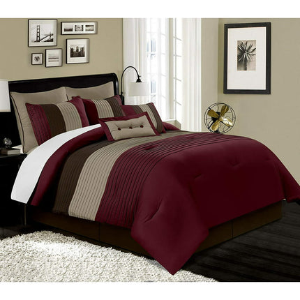 Chezmoi Collection Loft 8-Piece Luxury Pintuck Pleated Striped Comforter Set