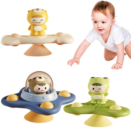 3Pcs Baby Spinner Toys, Baby Sensory Toys for Toddlers, Fidget Suction Cup Spinner Toys for 1-2 Years, Spinning Top Baby Toys 12-18 Months