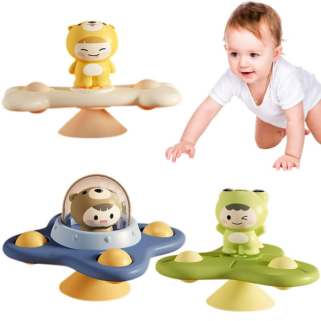 3Pcs Baby Spinner Toys, Baby Sensory Toys for Toddlers, Fidget Suction Cup Spinner Toys for 1-2 Years, Spinning Top Baby Toys 12-18 Months