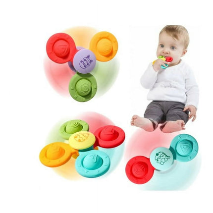 3Pcs Baby Spinner Toys, Baby Sensory Toys for Toddlers, Fidget Suction Cup Spinner Toys for 1-2 Years, Spinning Top Baby Toys 12-18 Months