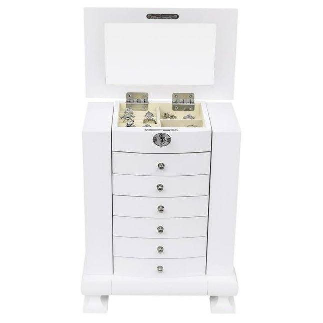 EasingRoom Wooden Jewelry Armoire Box Organizer Cabinet Storage Chest, White