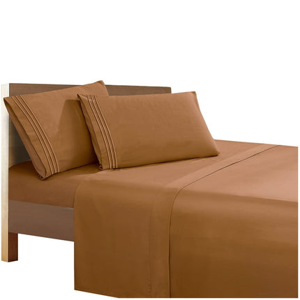 4 Pieces Bed in a Bag Sheet Set California King, Mocha Chocolate